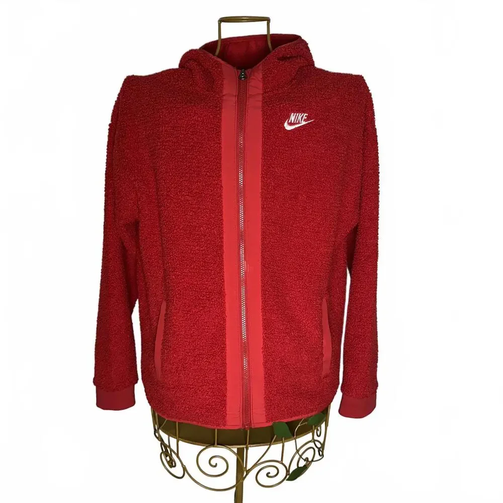 Nike Boys' Sportswear Club Fleece Winterized Full-Zip Hoodie - Gym Red - XL